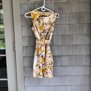 Darling cream and mustard floral dress